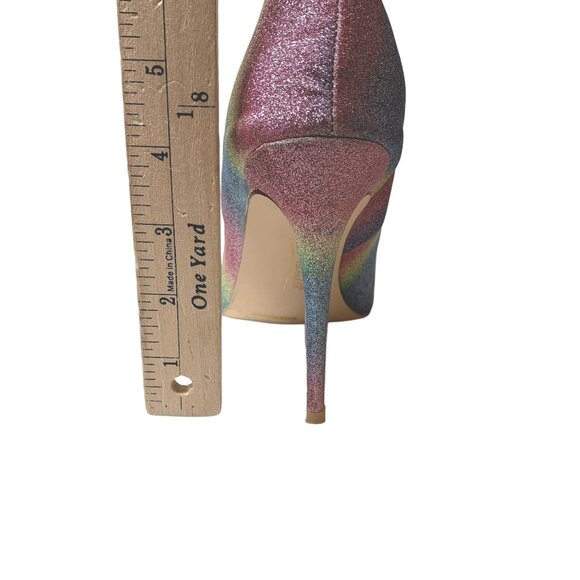 Anne Michelle Hibiscus Heels Womens 8.5 Pastel Rainbow Glitter Mermaid Stiletto - Picture 7 of 16